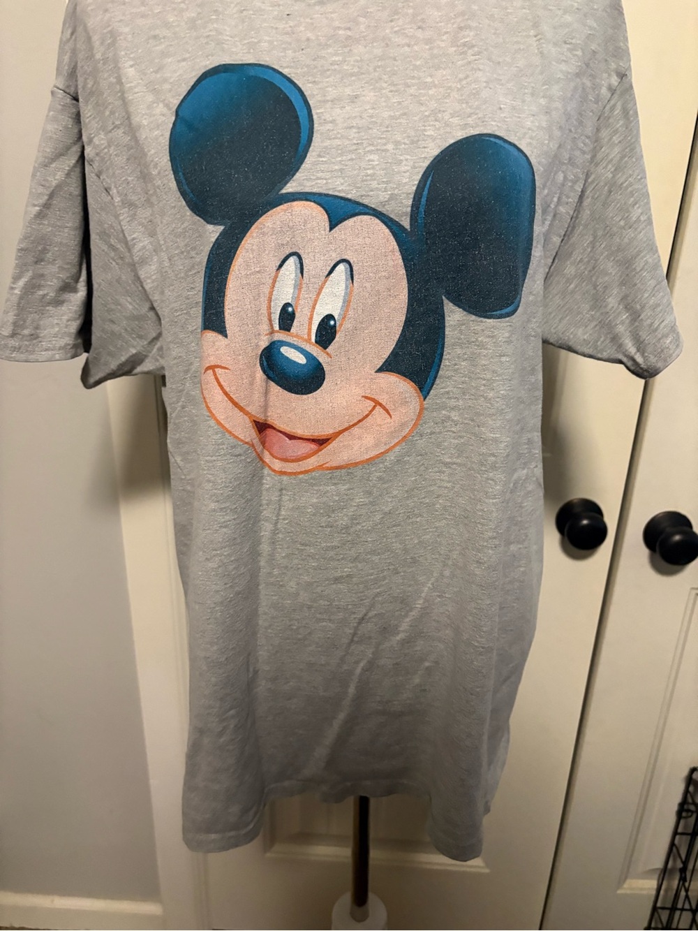 Hanes Gray T-Shirt with Blue and Peach Cartoon Mouse Graphic